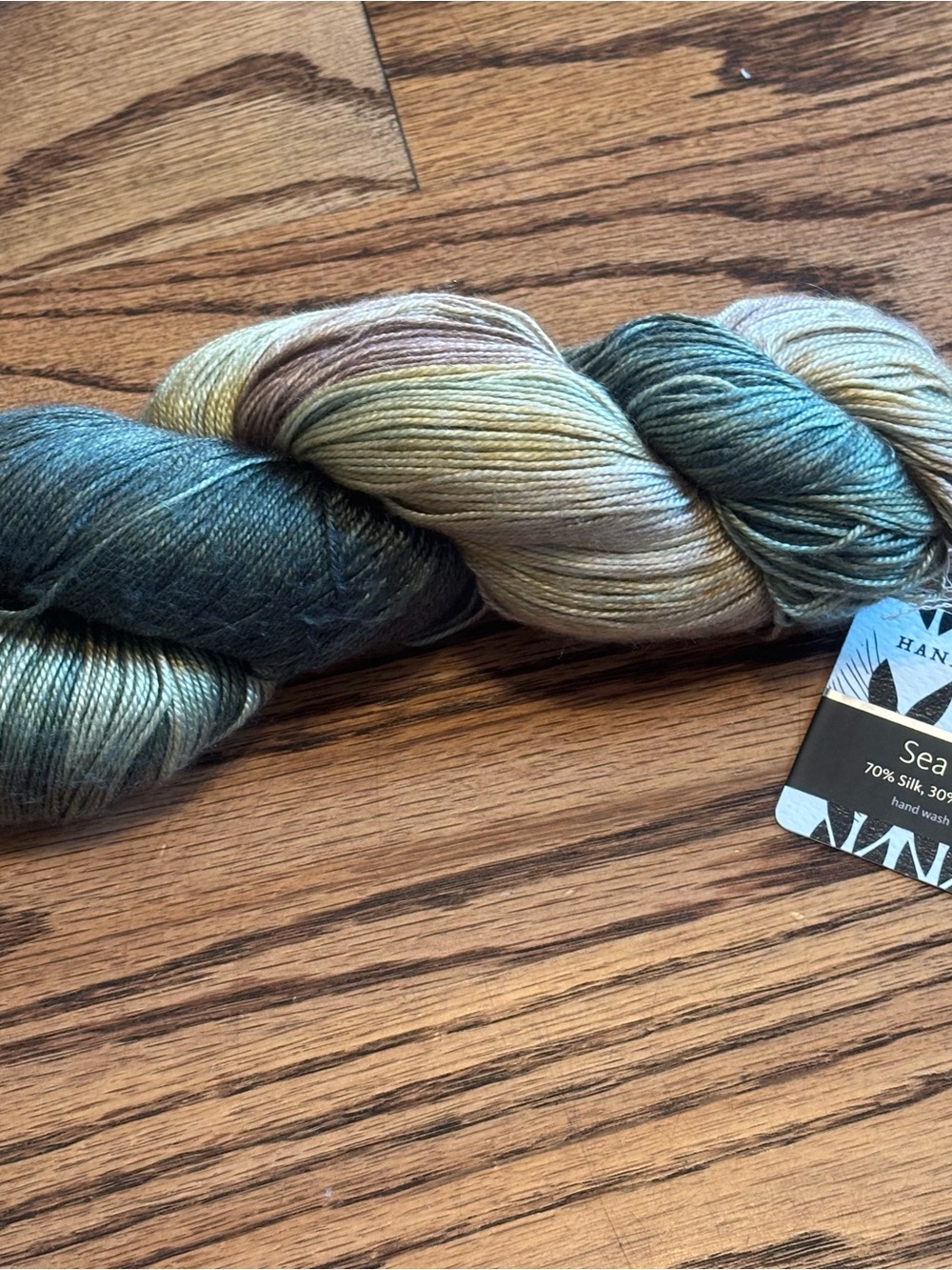 Hand Maiden Yarn Sea Silk 70% Silk 30% Seacell Sea Oak Teal Fingering Knitting